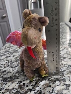 Beanie Babies-Plush Dragon Stuffed Animal with Pink Wings